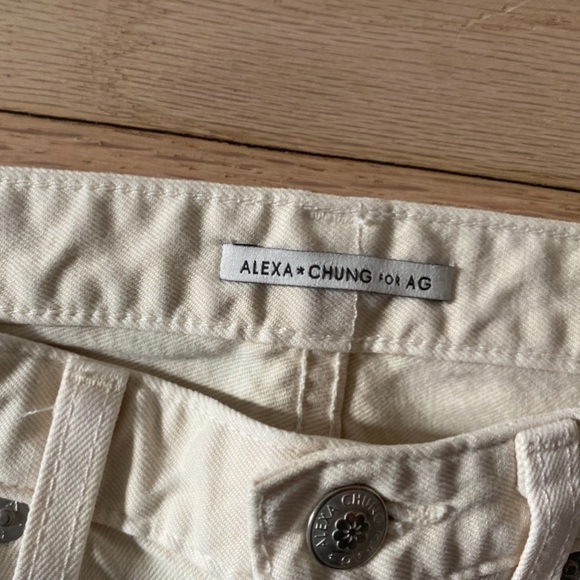 Alexa Chung for AG Adriano Goldschmied Size 25 Ecru Midrise Straight Leg Jeans - Picture 4 of 4